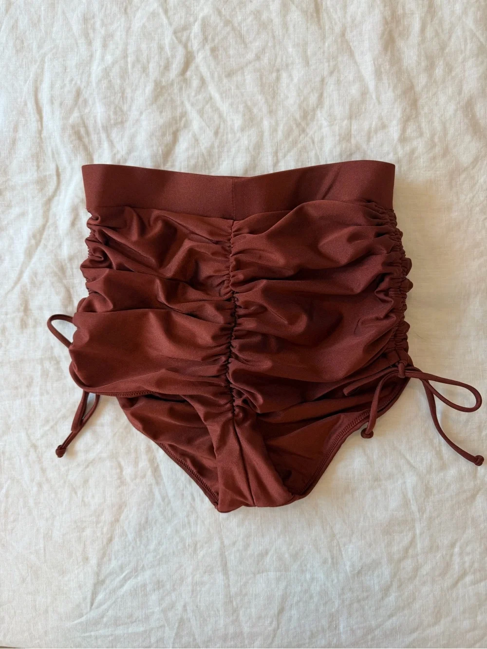 Andrea Iyamah Deep Brown Ruched Bikini Set
